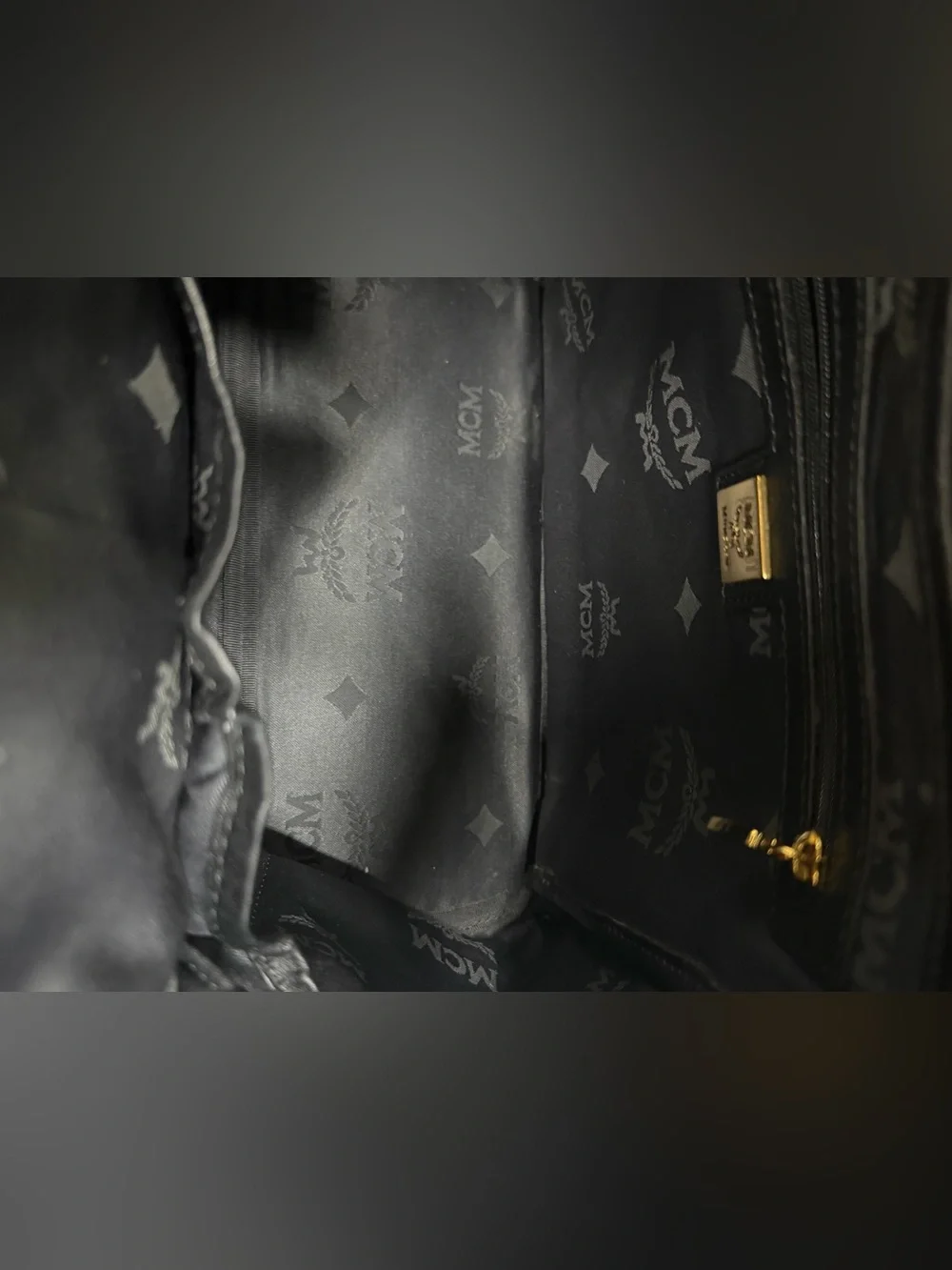 MCM Logogram Visetos Black Leather Backpack
